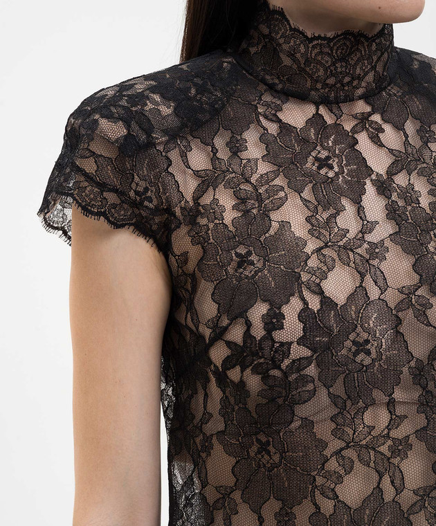 Valentino Чорний топ з мережива 8B0AEBR5A6A зображення 5