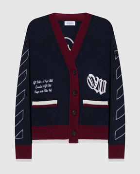 Off-White Синій кардиган з вовни з логотипом 2HB04GF25KNI001