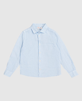 MC2 SAINT BARTH Дитяча блакитна сорочка Agnes з льону AGN000100555L