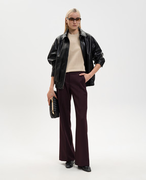 Babe Pay Pls Черная кожаная куртка с драпировкой 2533PUFF