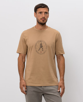 Brunello Cucinelli Коричневая футболка с принтом M0B138519