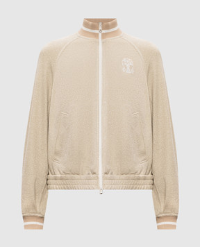 Brunello Cucinelli Бежевая спортивная куртка с люрексом MP930SN906