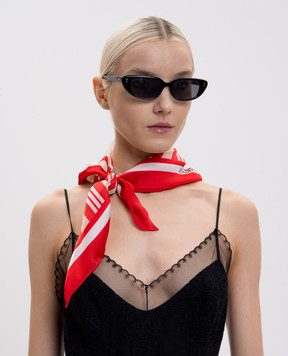 Ermanno Scervino Червона хустка із шовку в смужку D482R300XZM