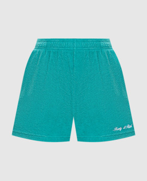 Sporty & Rich Зеленые махровые шорты с вышивкой логотипа SH001712326GR02
