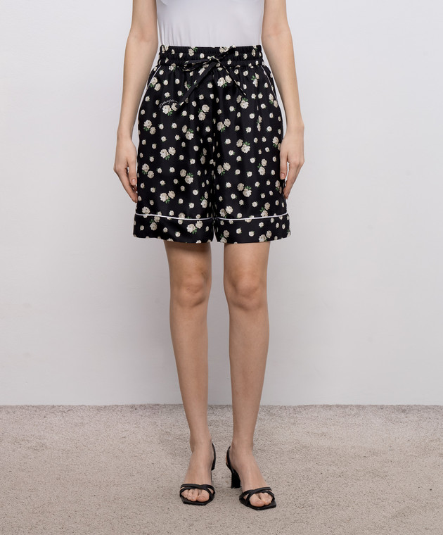 Dolce&Gabbana Чорні шорти із шовку в принт FTDKSTIS13H зображення 2