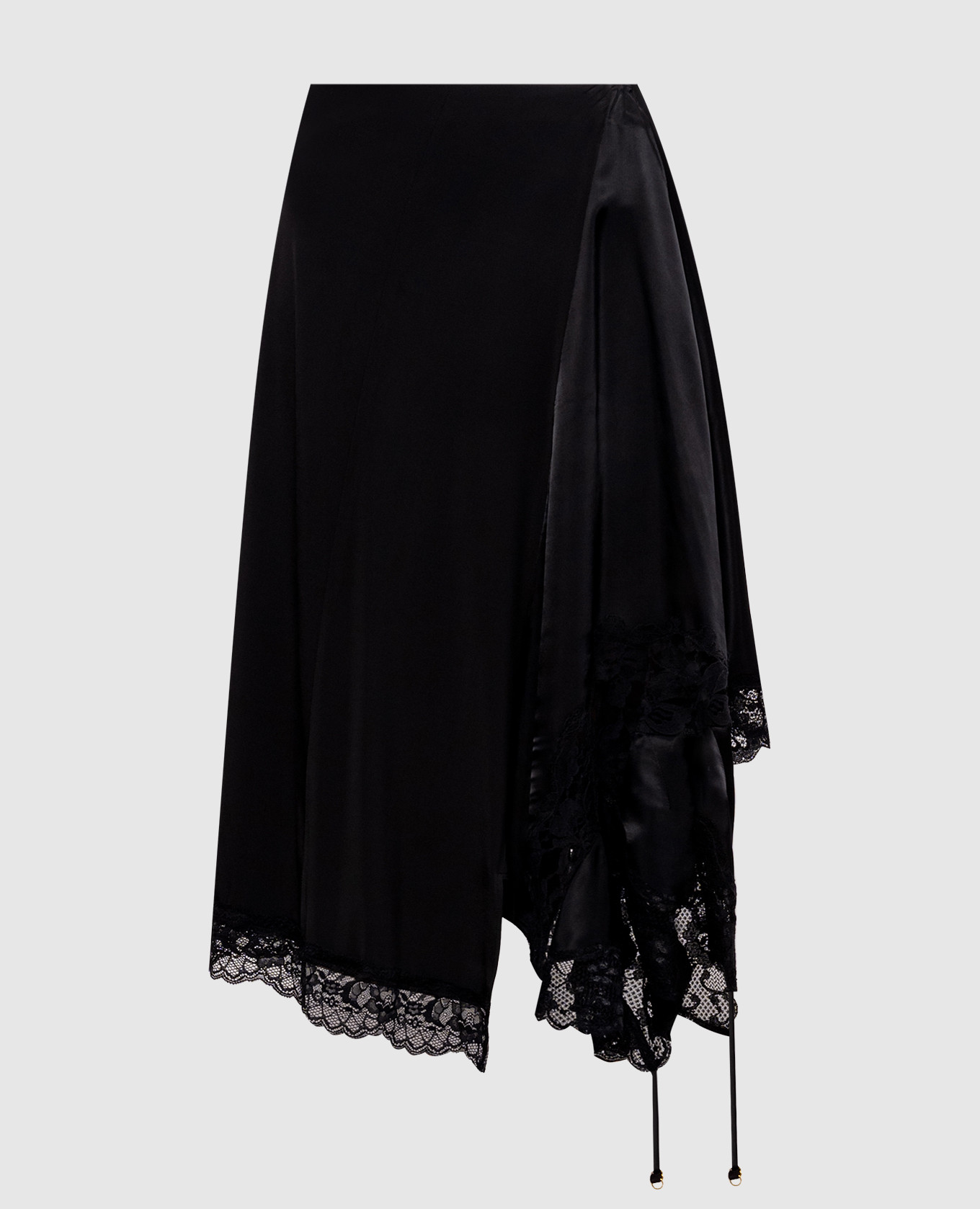 Чорна асиметрична спідниця з мереживом