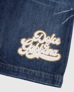 Dolce&Gabbana Дитячі сині джинсові шорти з нашивкою L44Q03LDD66812+