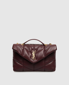 Saint Laurent Бордова шкіряна сумка крос-боді Toy PUFFER 7593371EL07