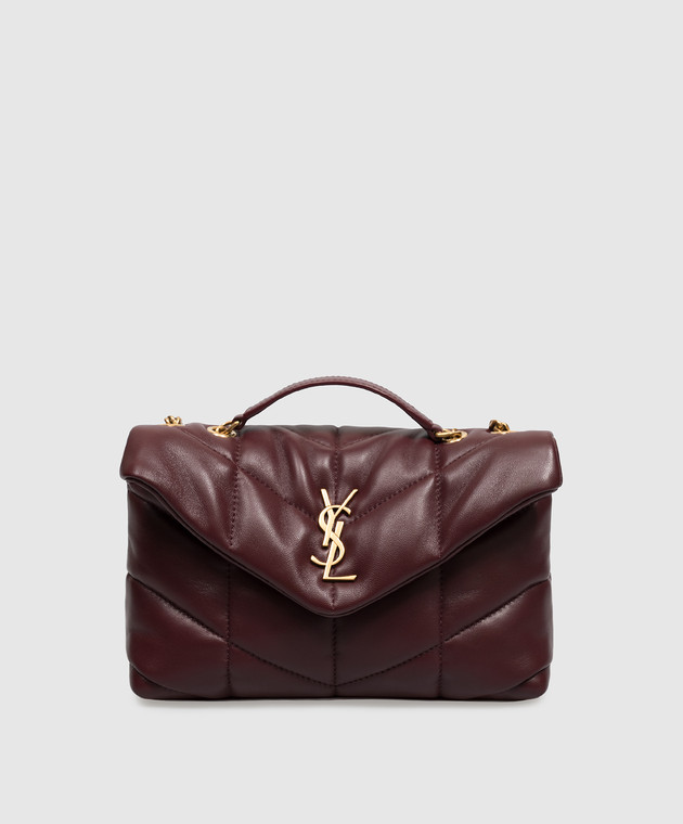 Saint Laurent Бордовая кожаная сумка кросс-боди Toy PUFFER 7593371EL07