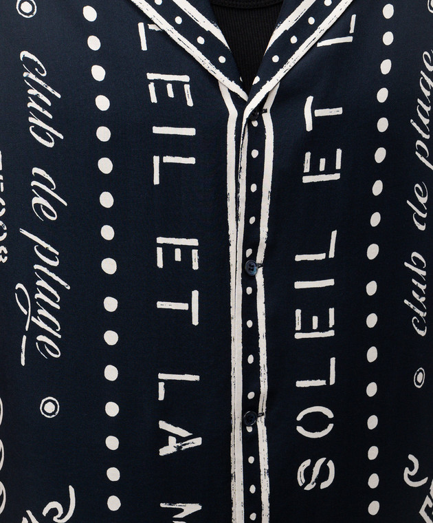 Balmain Синяя рубашка с принтом GH0HN130VI80 изображение 5