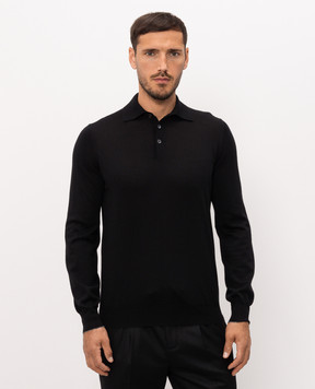 Brunello Cucinelli Чорне поло з вовни та кашеміру M2400295