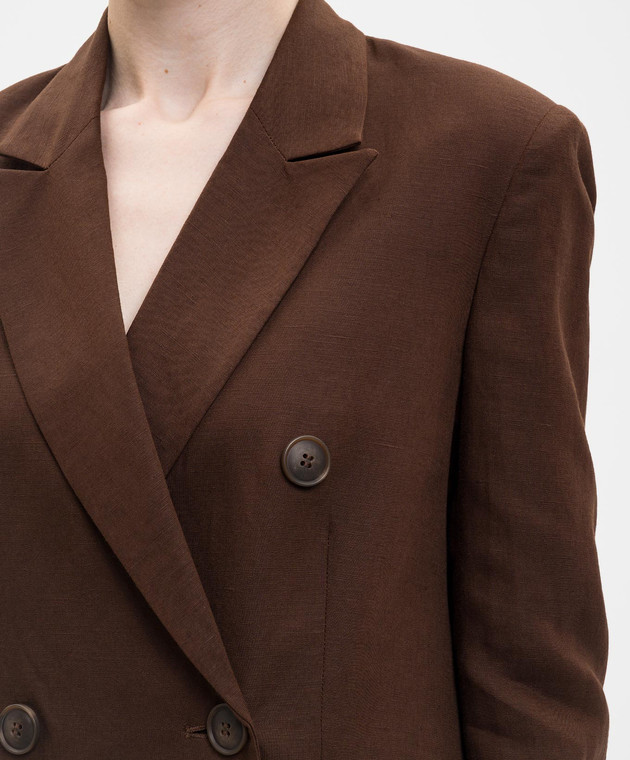 Twinset Коричневый двубортный жакет с льном 261AP2323 изображение 5