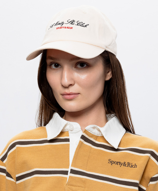 Sporty & Rich Бежевая кепка с вышивкой логотипа AC04082280CR01 изображение 2