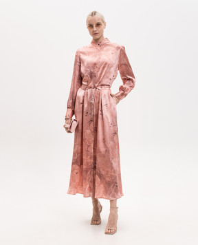 Kiton Рожева сукня-сорочка із шовку в квітковий принт D52302K0873G