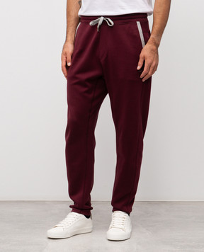 Brunello Cucinelli Бордовые спортивные брюки с принтом эмблемы MM8433102G