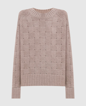 Allude Бежевий светр з кашеміру та шовку у візерунок 26577021