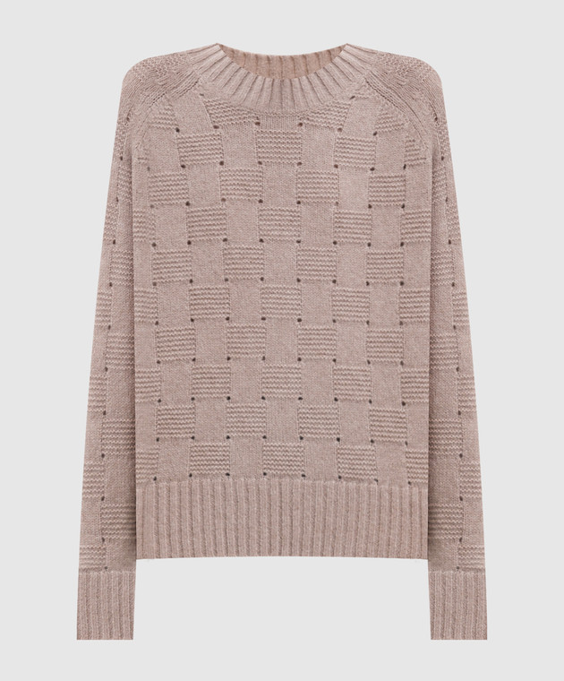 Allude Бежевий светр з кашеміру та шовку у візерунок 26577021