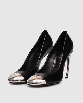 Versace Чорні шкіряні туфлі з емблемою 10216131A14835