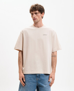 Off-White Бежева футболка Half Arrow 44MAA120S26J008
