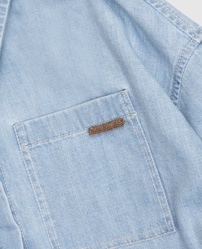 Brunello Cucinelli Детская голубая рубашка с цепочкой мониль BH192C865B