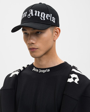 Palm Angels Черная кепка с контрастной вышивкой логотипа PMLB104S26FAB003