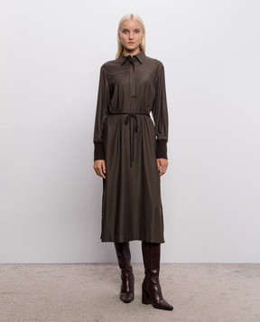 Peserico Коричнева сукня міді з вовною S02789A2776