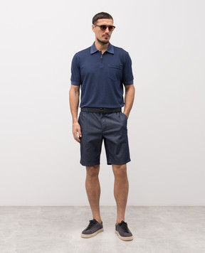 Stefano Ricci Синє поло із шовком з емблемою K919068P31T26101