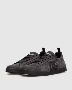 Dolce&Gabbana Черные кроссовки с вышивкой монограммы CS2445A0974