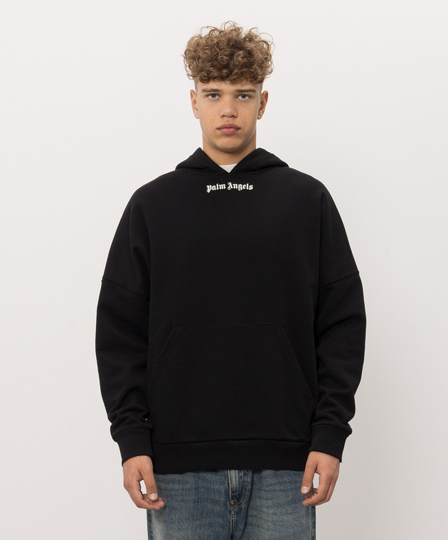 Palm Angels Чорне худі з принтом логотипа PAMBB002FL001 зображення 3