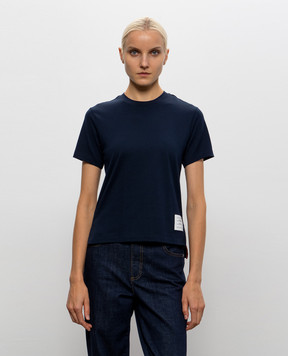Thom Browne Голубая футболка с нашивкой логотипа FJS036A05398