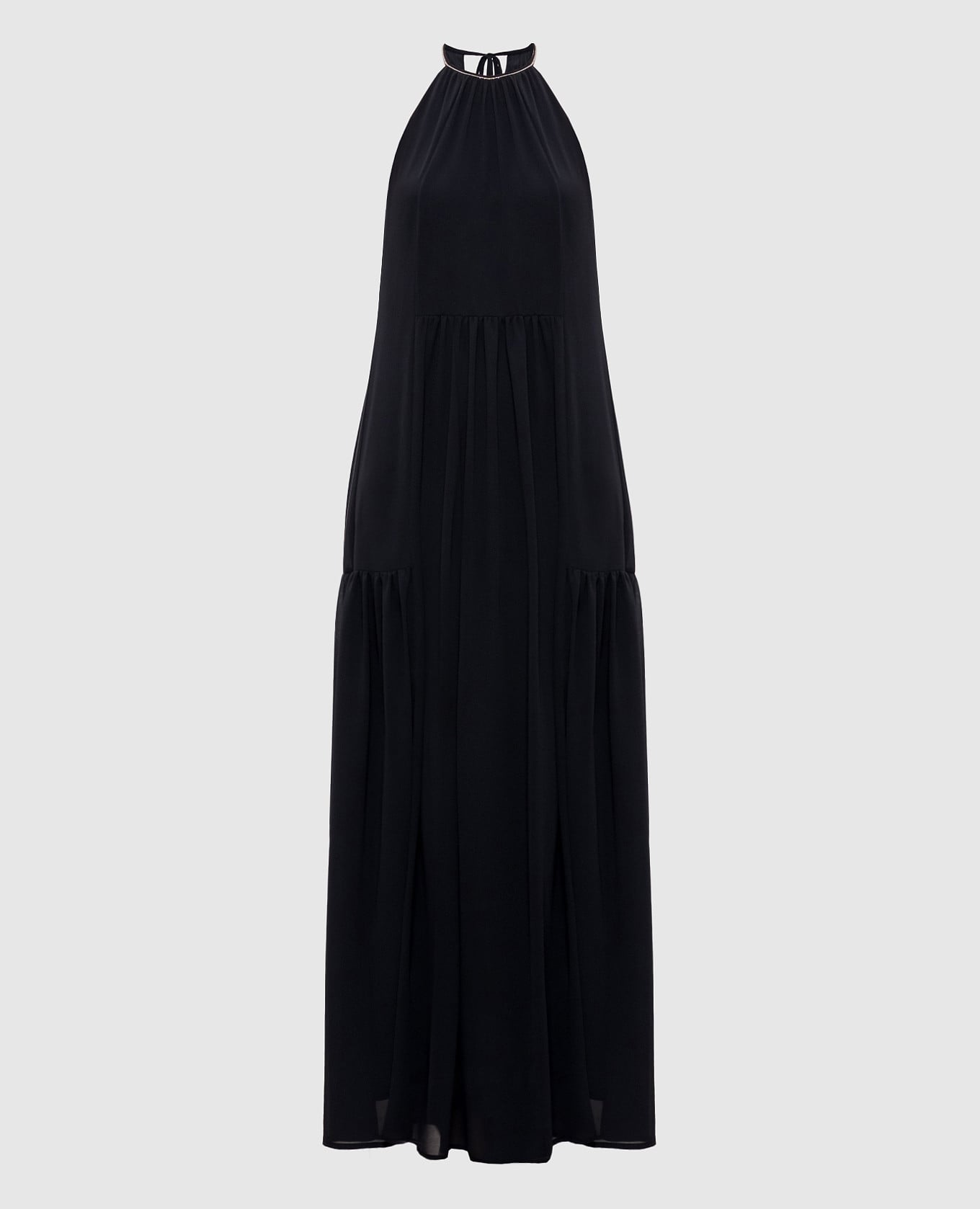 

Черное платье макси с цепочкой мониль, Черный, Повседневные платья