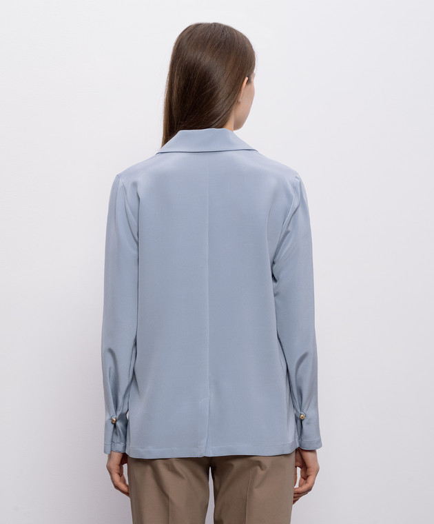 Max Mara Синяя блуза с шелком MXPAEDO изображение 3