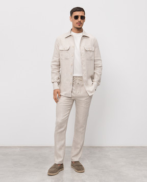 Doriani Cashmere Бежева сорочка з льону DOSLIDR4226950210