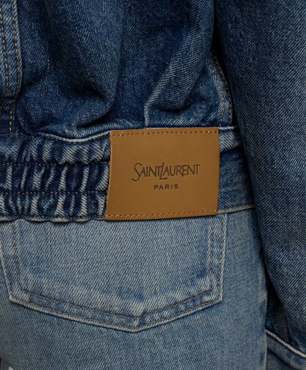 Saint Laurent Синяя куртка джинсовая с патчем логотипа 874269Y18HA изображение 5