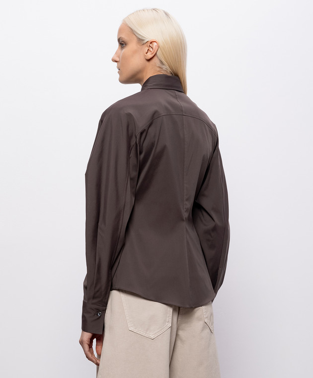 Brunello Cucinelli Коричнева сорочка з ланцюжком моніль MP091M3A46 зображення 4