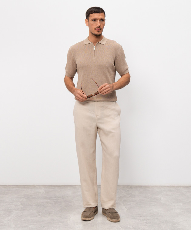 Pini Parma Бежеве поло з блискавкою POLRIBZIPTAU зображення 2