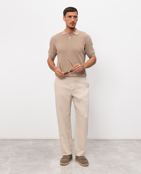 Pini Parma Бежевое поло с молнией POLRIBZIPTAU