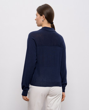 Peserico Синій пуловер з вовни з ланцюжком A99062F18K09169