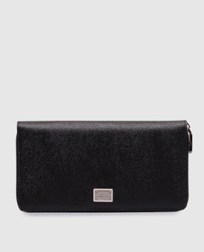 Dolce&Gabbana Чорний шкіряний гаманець з металевою пластиною BP1672AG219