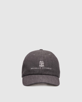 Brunello Cucinelli Сіра кепка з льону MH2489850