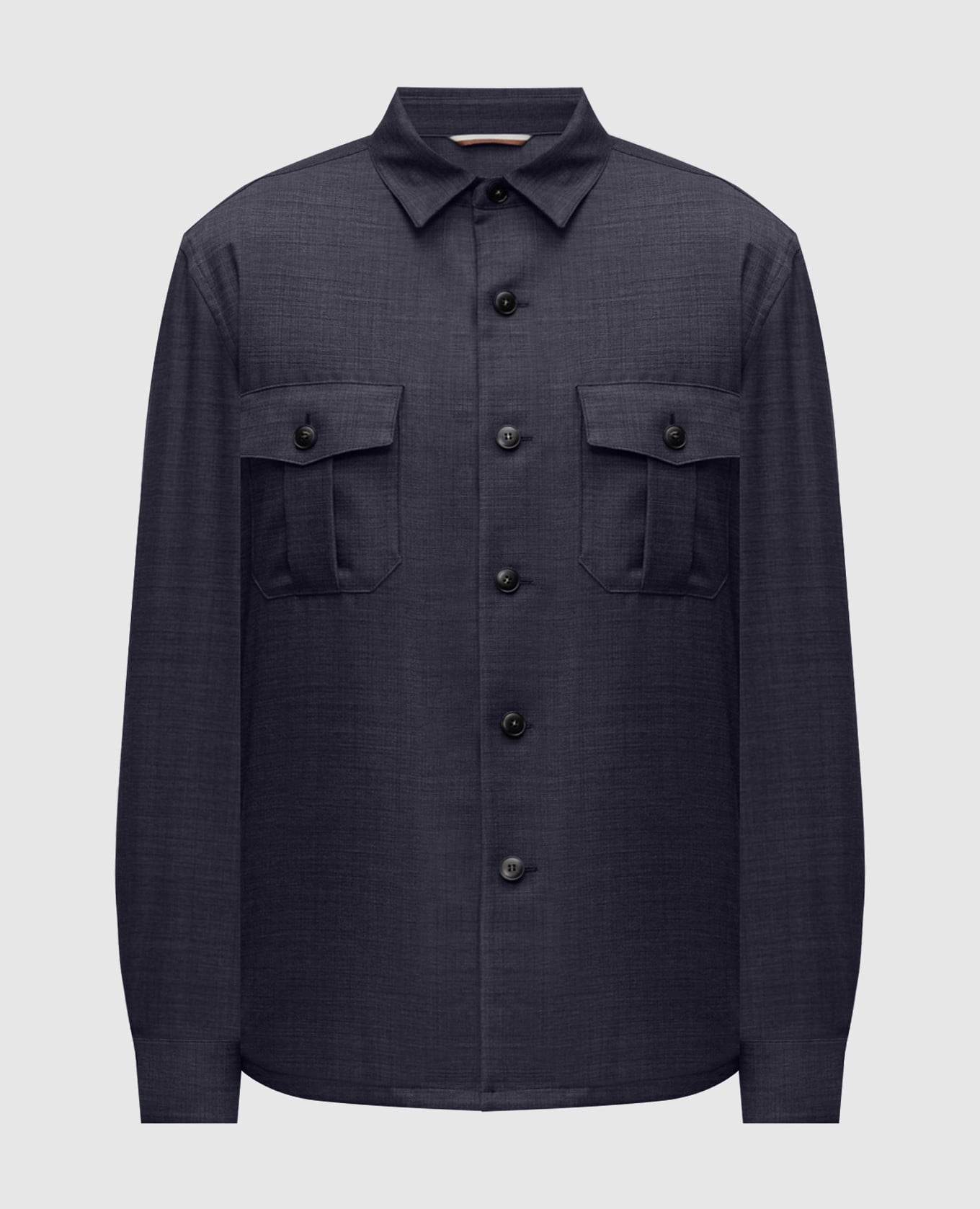 Синяя рубашка из шерсти