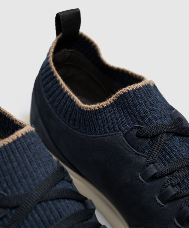 Lanciotti De Verzi Темно-сині кросівки з нубука SNEAKERS зображення 5