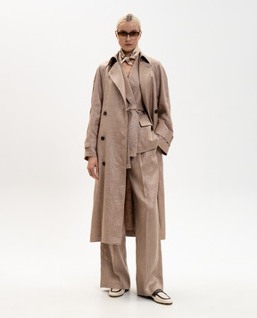 Brunello Cucinelli Бежевый тренч из льна с люрексом MH5269873