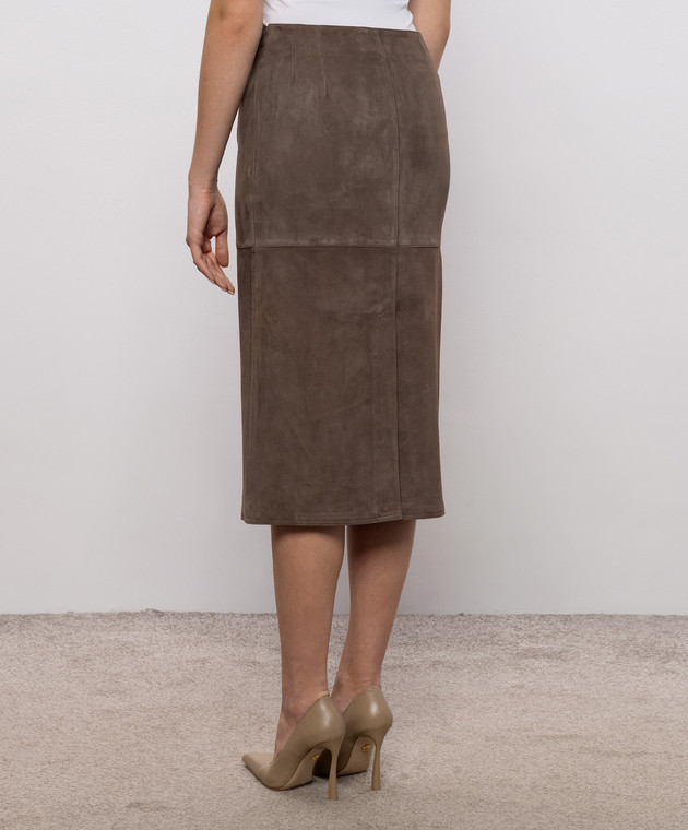 Max Mara Weekend Коричнева замшева спідниця PALMI WKDPALMI зображення 4