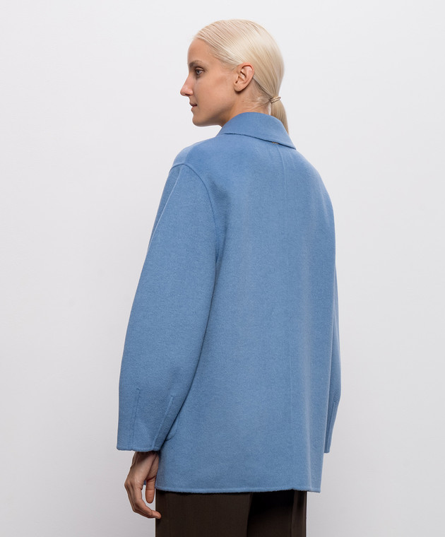 Twinset Голубое двубортное пальто с шерстью 262TP2012 изображение 4