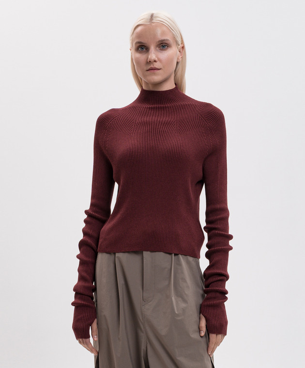 Y`S Yamamoto Бордовый гольф в рубчик YVK05682 изображение 3