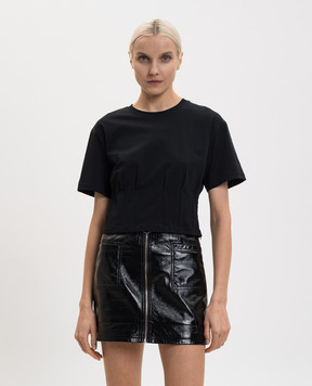 Twinset Чорна укорочена футболка у корсетному стилі 261TT2440