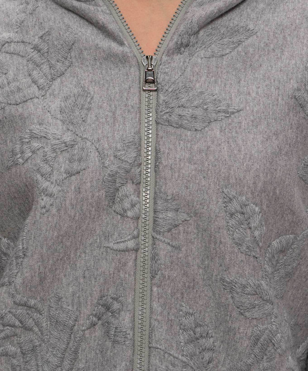 Ermanno Scervino Life Серая меланжевая спортивная куртка с вышивкой D494M600HKS изображение 5