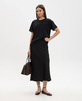 Twinset Чорна футболка з вишивкою логотипа 261LM2NJJ