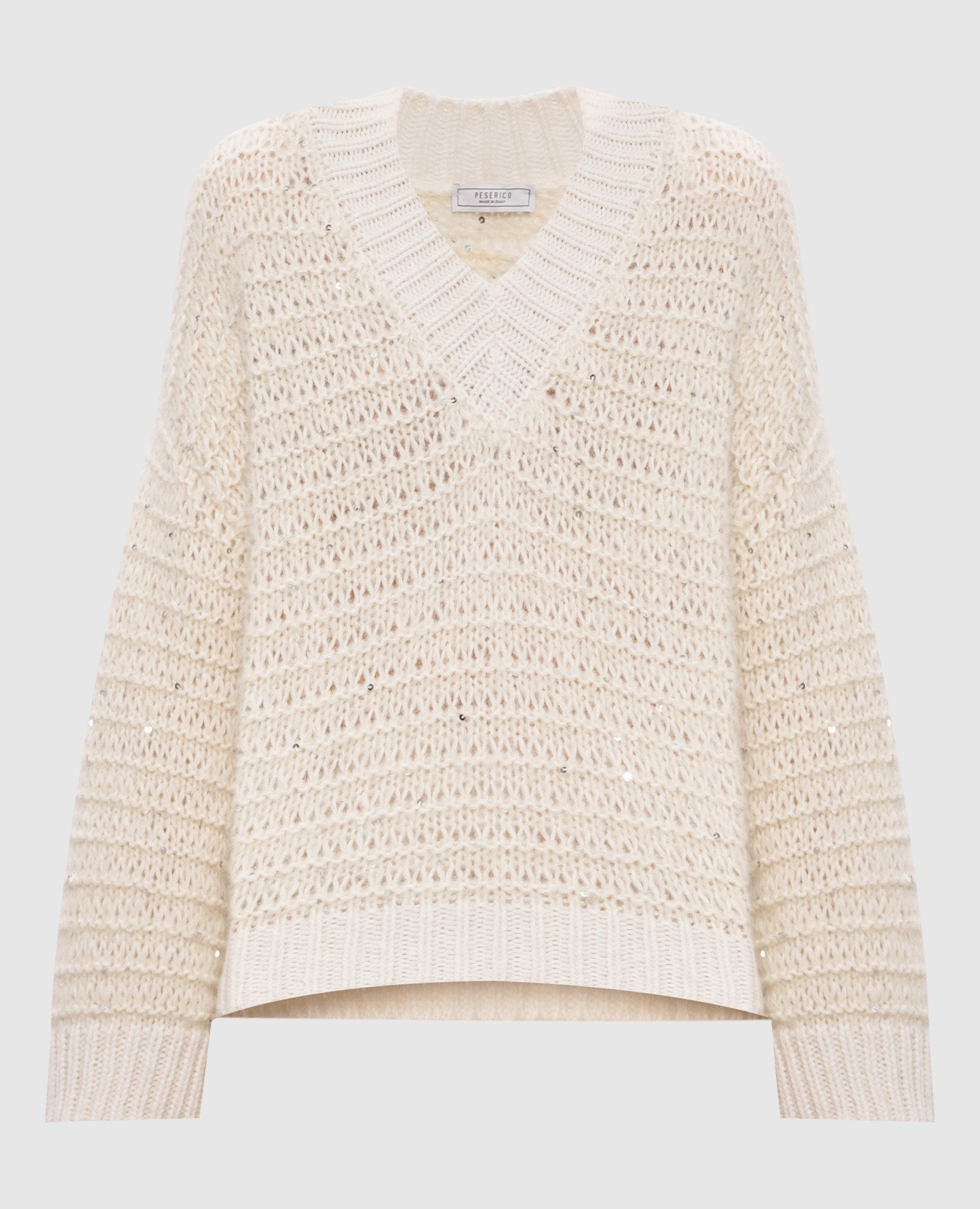 Белый пуловер с шерстью альпаки